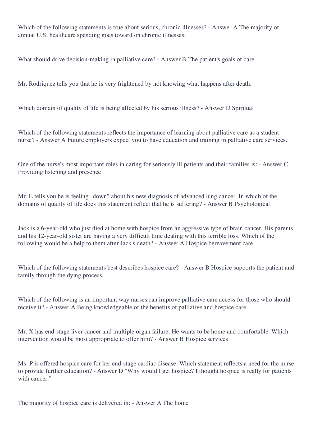 Preview image for ELNEC Pallative Care Nursing Quizes. End of Life Nursing Education Consortium. Module 1: Introduction to Palliative Care Nursing. Section 2: An Overview of Palliative Care With Correct Answers!!